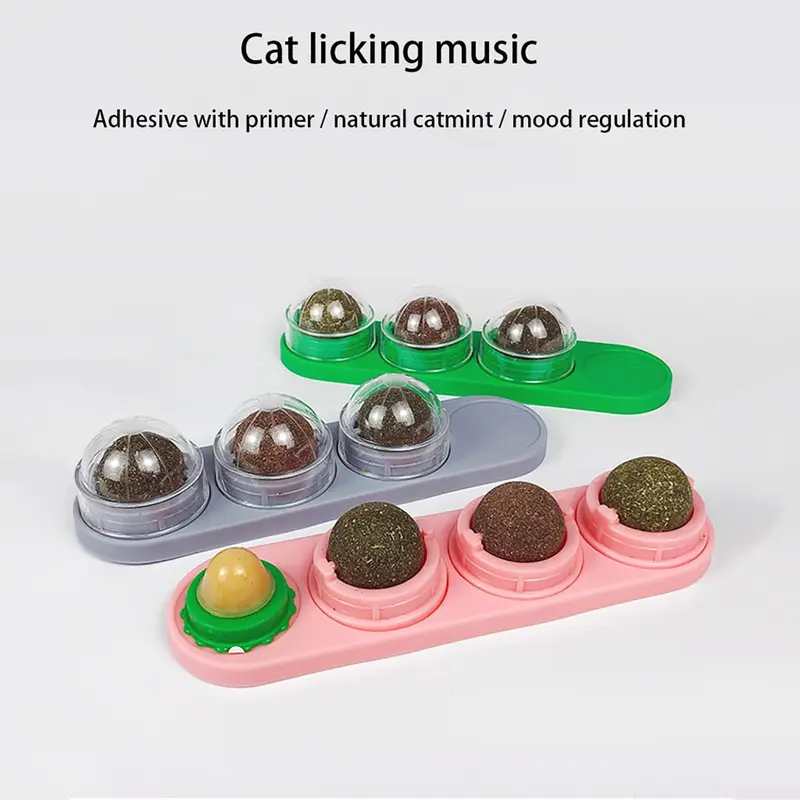 Rotating Catnip Ball Toy, 1 Count Removable Adhesive Cat Toy, Dental Health Snack, Anxiety Relief Pet Supplies, Interactive Stress Relief Gifts 8