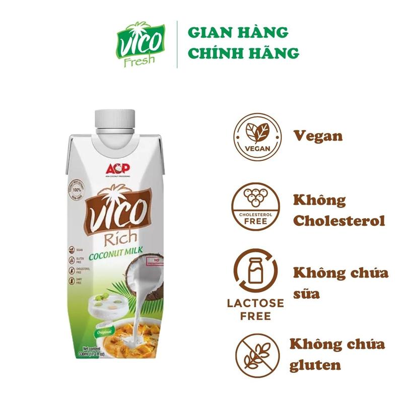 1 Hộp Nước Cốt Dừa Vico Rich 330ml (16-19% Béo)