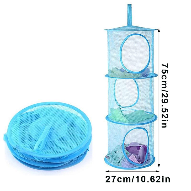 Product Introduction of 1 pcs Storage Hanging Basket (3 tiers),Home Organizers Multi-compartment Wall-mounted Drying Rack Storage Basket for Dolls, Underwear, etc. Drying, Space-saving Storage Hanging Bag 7
