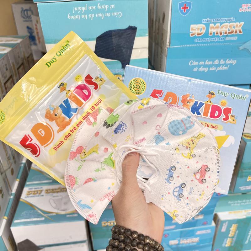 COMBO 100 chiếc 10 hộp zipper khẩu trang 5d duy quân mix nhiều màu cho bạn từ 1- 6 tuổi 3 lớp có kháng khuẩn  Cho Bé