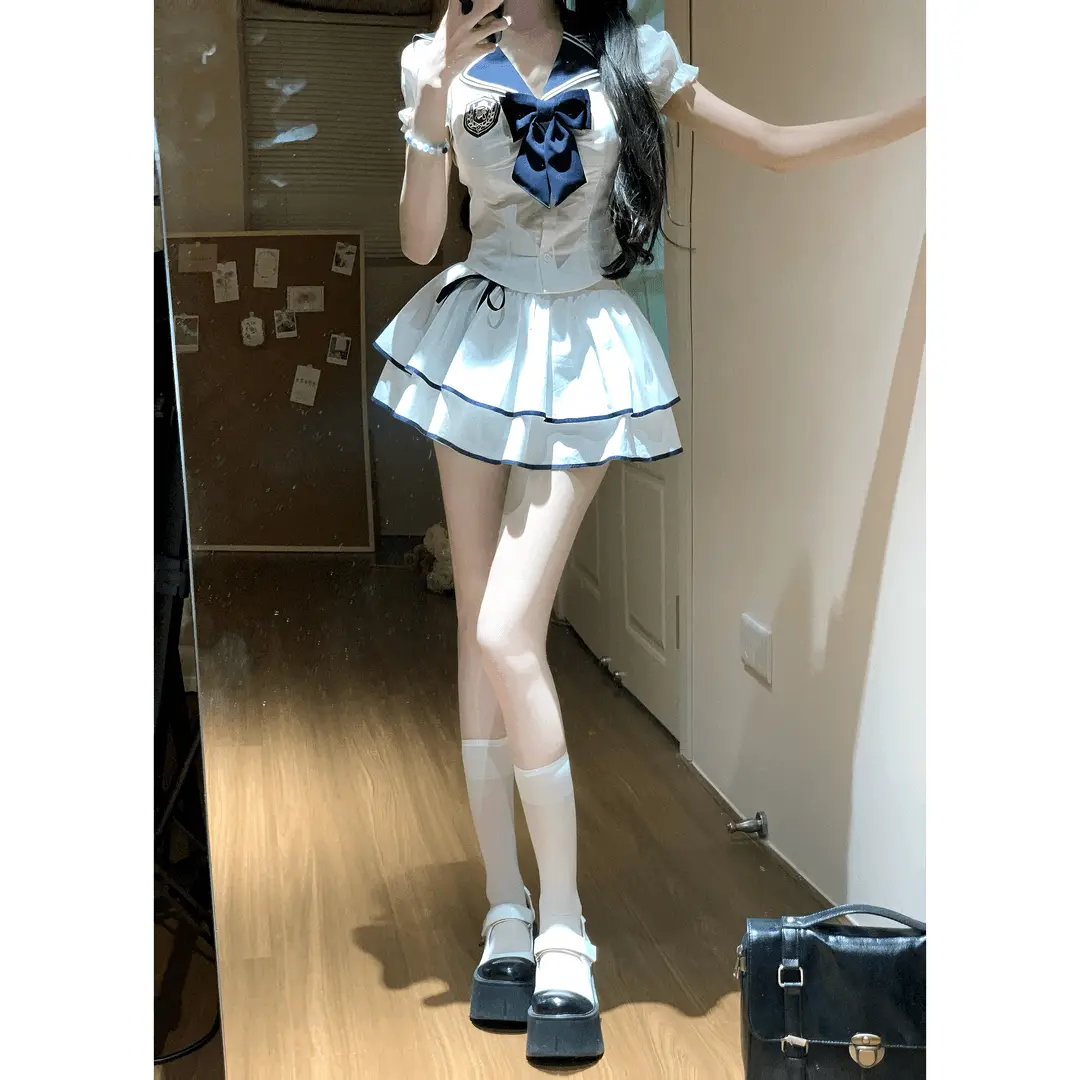 Nhật Bản Cô Gái Nóng Bỏng Dễ Thương Và Gợi Cảm Phong Cách Preppy Hàng Buồm Ruixi Withers, Váy Hàng Đầu, R9036-1D