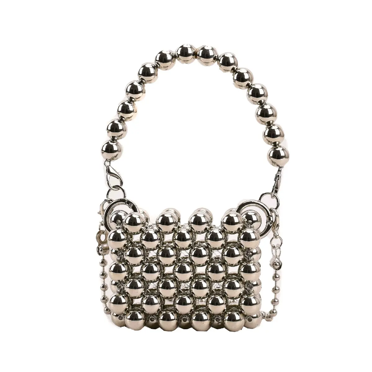 Túi Xách Tay Đeo Chéo Màu INOX ES03 Thời Trang Nữ Bag Kem dây xích