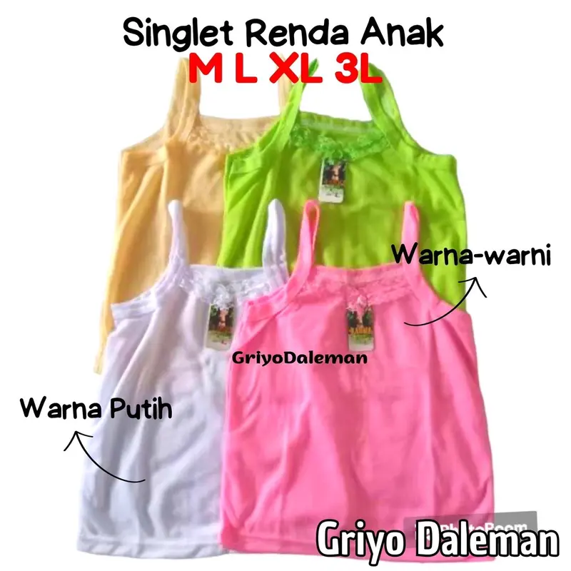12 PCS SINGLET KAOS DALAM ANAK PEREMPUAN ELIT WARNA 6