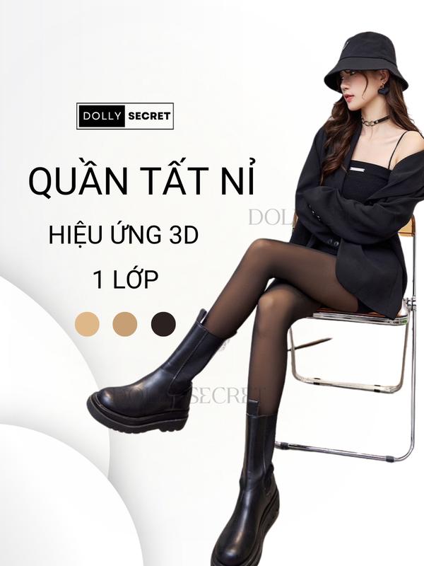 Quần Tất Nỉ Hiệu Ứng 3D Thon Chân DOLLY SECRET Giữ Nhiệt Mùa Đông Giữ Ấm quantat dolly
