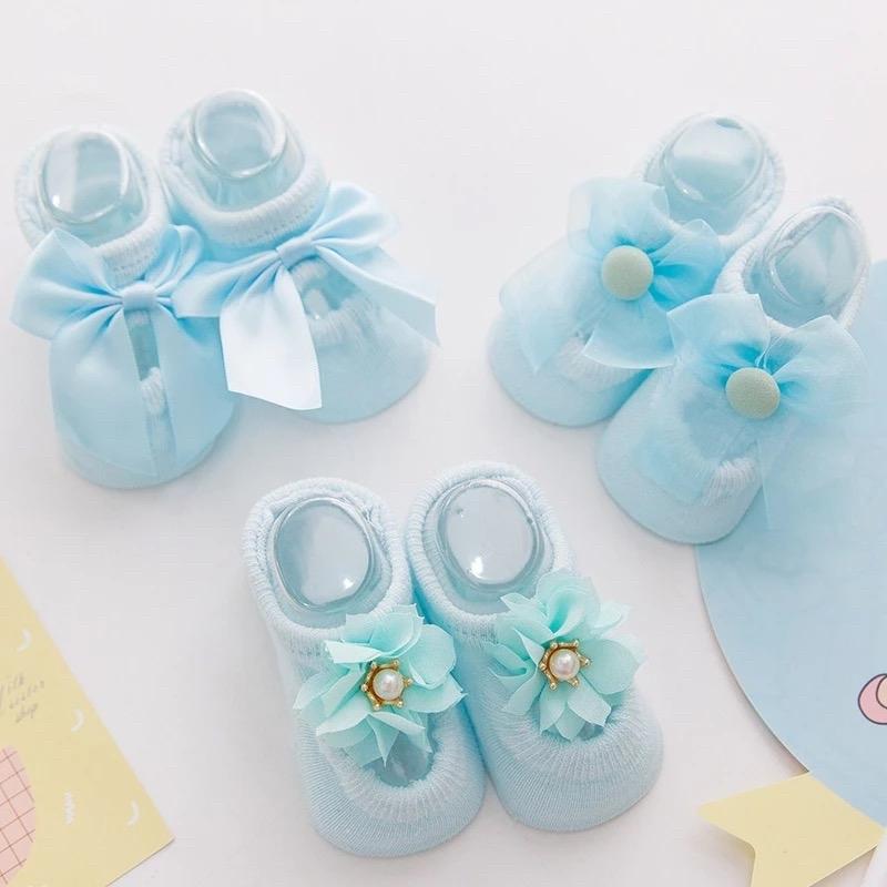 Set 3 Đôi Tất Hài Cotton Chống Trượt Dễ Thương Cho Bé Gái 0-15 Tháng Tuổi 5