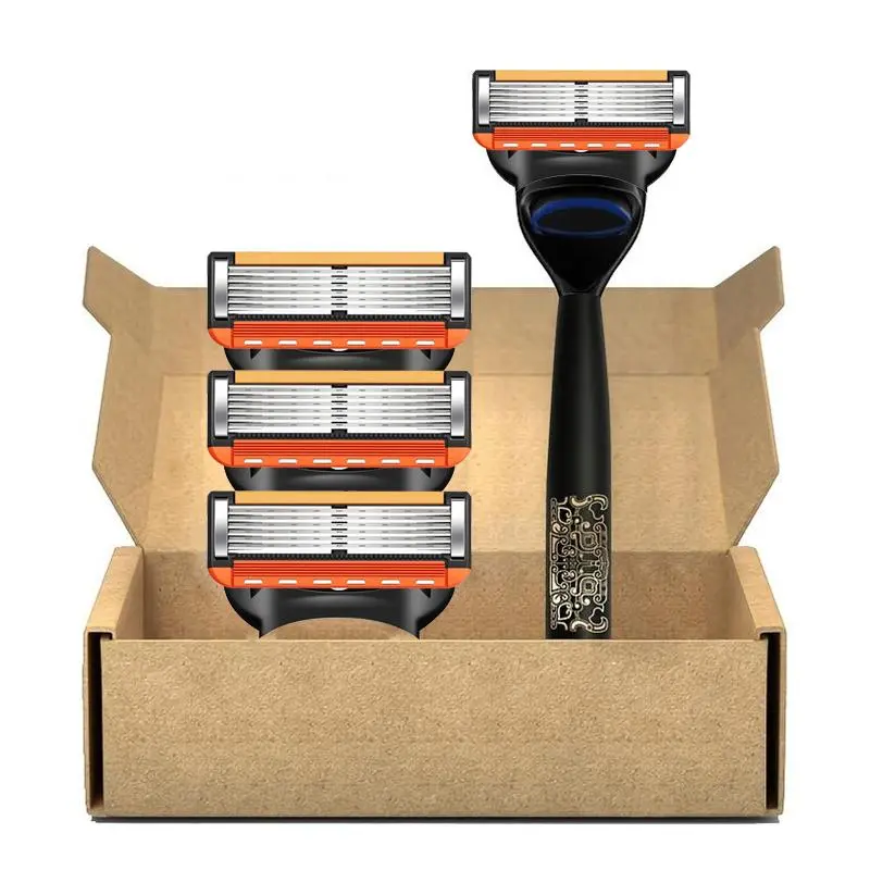 6 Layer Manual Shaver with 4 Blade Heads, 1 Set Classic Men's Shaving Tool, Smooth Shaving Tool, Washable Shaving Tool for Men