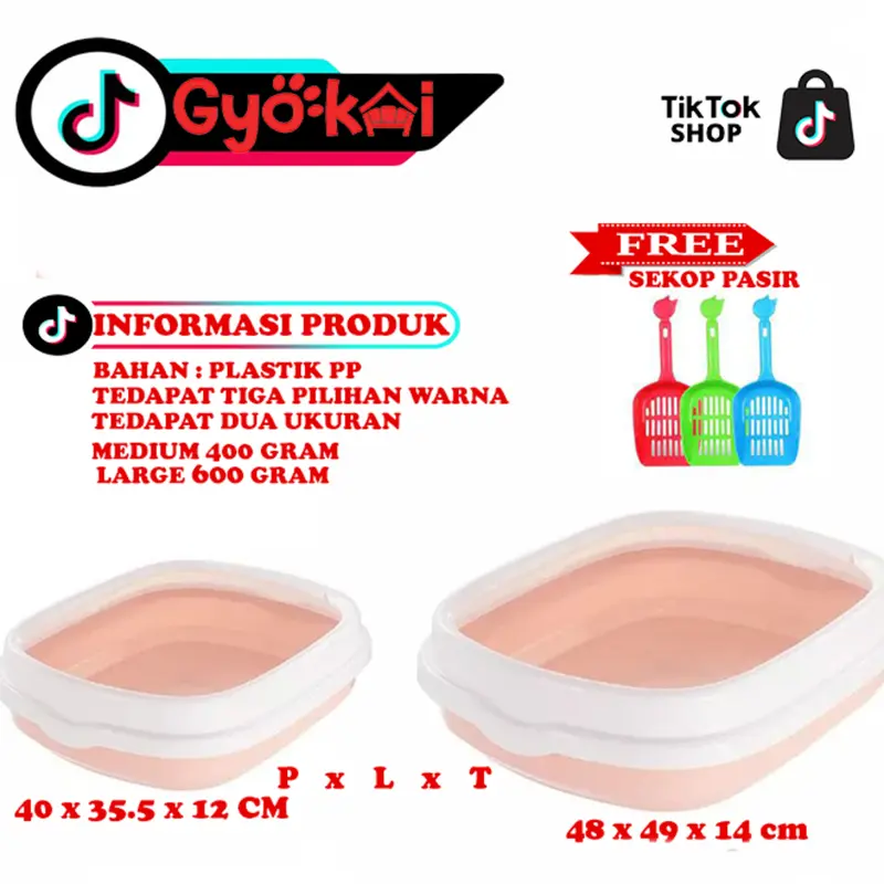 Gyokai Litter Box Kucing GK03 Cat Toilet Tempat Bak Pasir Kucing Besar Free Sekop Lucu 6