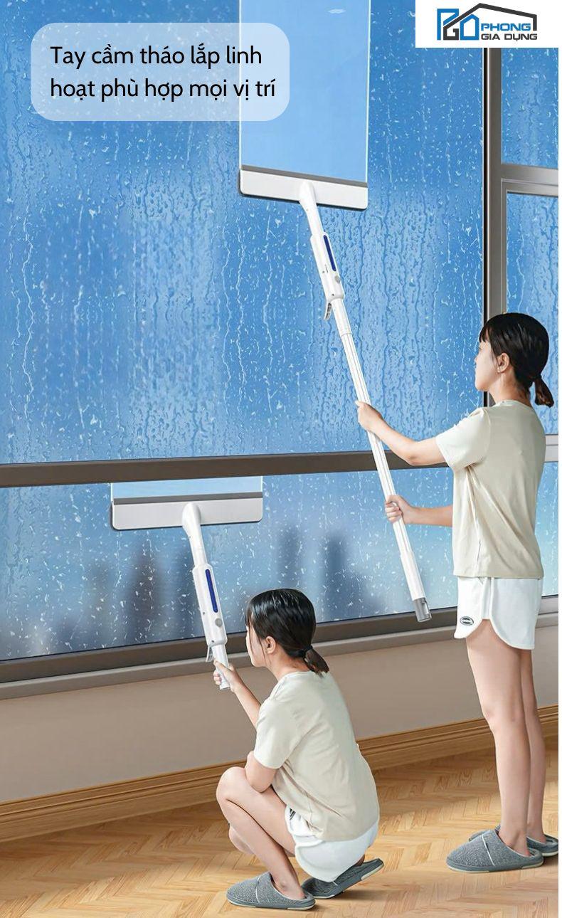 Product Introduction of Cây lau kính, gạt chùi kính phun sương 3 trong 1 cán kim loại chắc chắn (2) 2