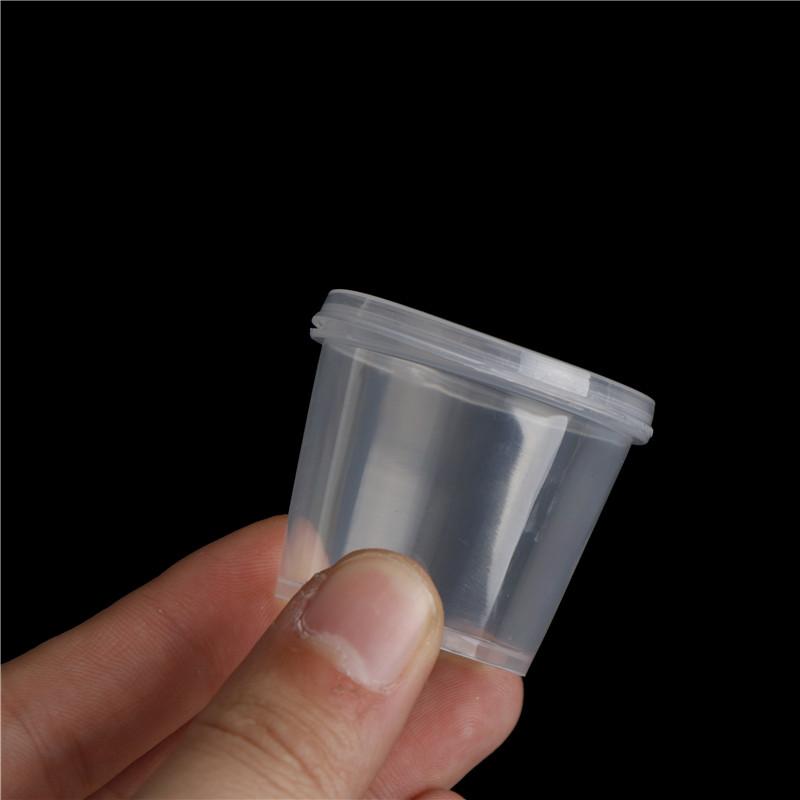 100 Pcs Small Plastic Disposable Sauce Cups Food Storage Clear Package Box&Lid 4