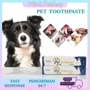 Mimipetshop  ~ Set 3in1 Pasta gigi odol hewan untuk anjing kucing kelinci musang Rasa beef dan vanilla Sikat Gigi dan Odol Hewan 2 rasa
