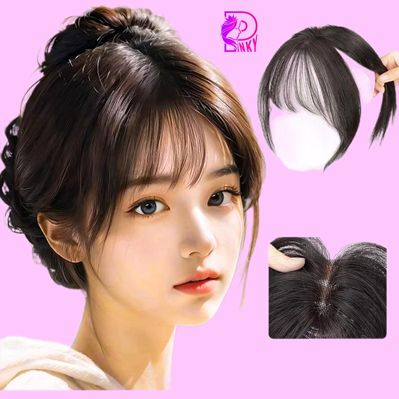 Tóc giả che hói mái pháp 25cm cho nữ, Kẹp tóc mái che hói phủ bạċ siêu lưới loại đẹp Wig