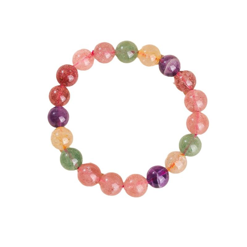 Vòng Tay Đính Cườm, Cao Cấp, Đá Tourmaline Tự Nhiên, Nhiều Viên Đá Quý, Đỏ Và Xanh Lá Cây Strawberry Thạch Anh, Vòng Tròn Đơn, Kẹo Và Màu Cầu Vồng vòng  đá  phong  thuỷ  tinh  lâm  với  chất  đá  hoàn  toàn  tự  nhiên trang  sức 4