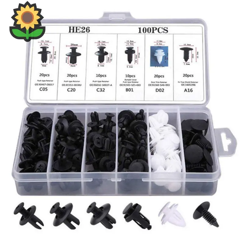 【100PCS】Universal Car Rivet Bolts, Bumper Clips, Plastic Body Bolts & Multi-purpose Motorcycle Probolt Clips for Various Vehicles.pain 6
