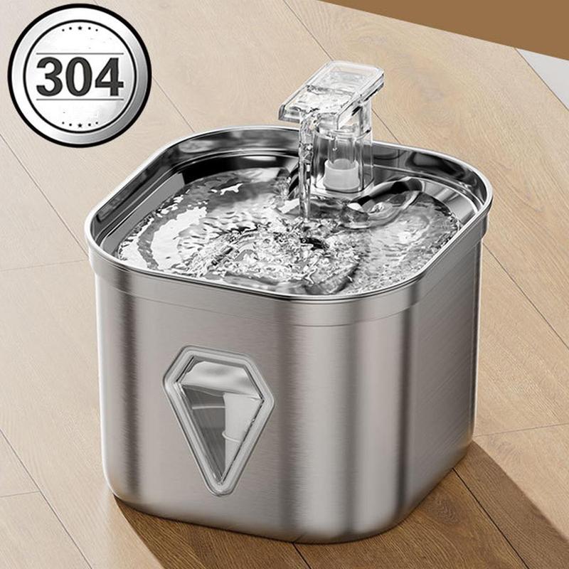 2.5L Stainless Steel Pet Water Dispenser, Large Capacity Pet Water Fountain, Pet Drinking Fountain, Dog & Cat Accessories, Feeding Supplies 5