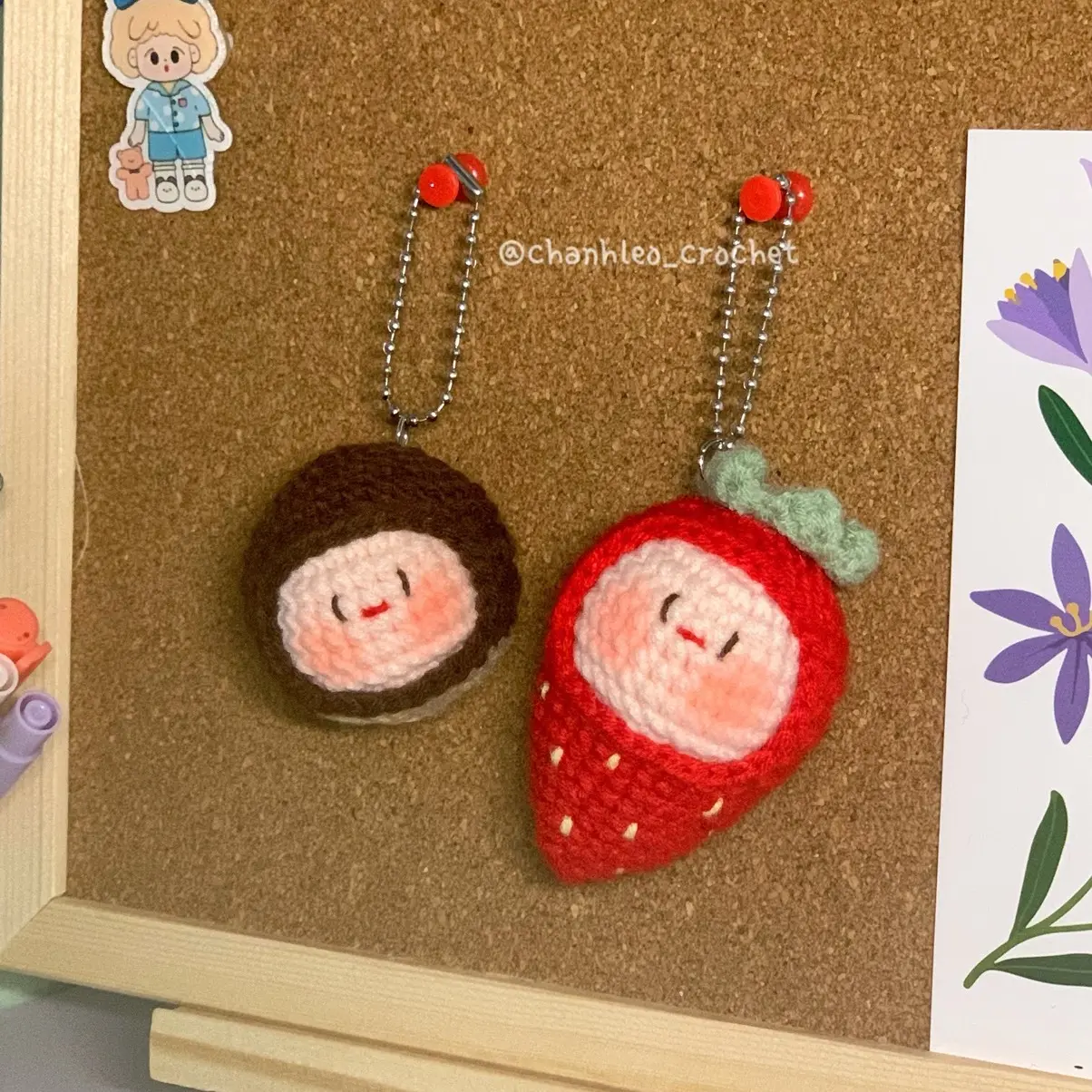 Móc Khoá Đôi Anh Hạt Dẻ Bé Dâu - Mochi Bằng Len Móc Khóa Móc Chìa Khoá Couple