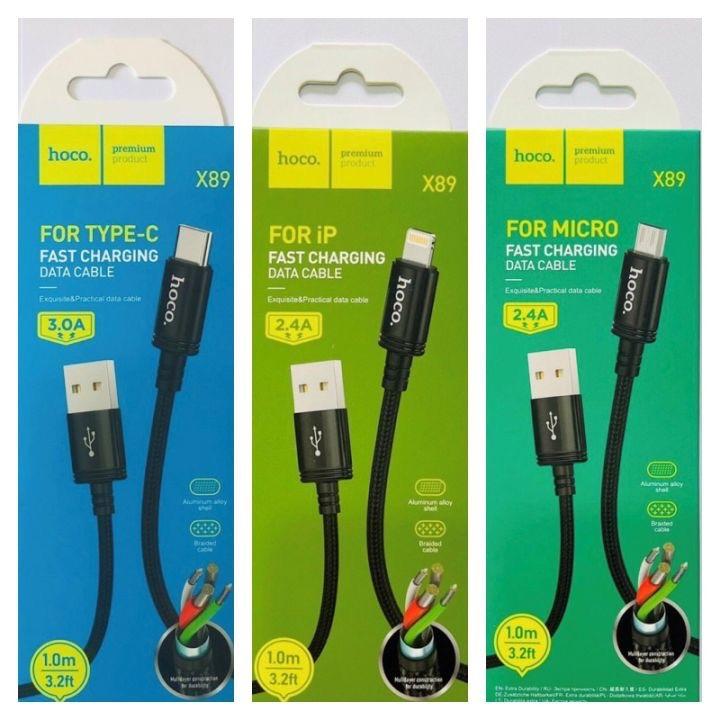 Cáp sạc nhanh hoco x89 bọc dù chống dối Phụ Kiện Sạc Điện Thoại Usb