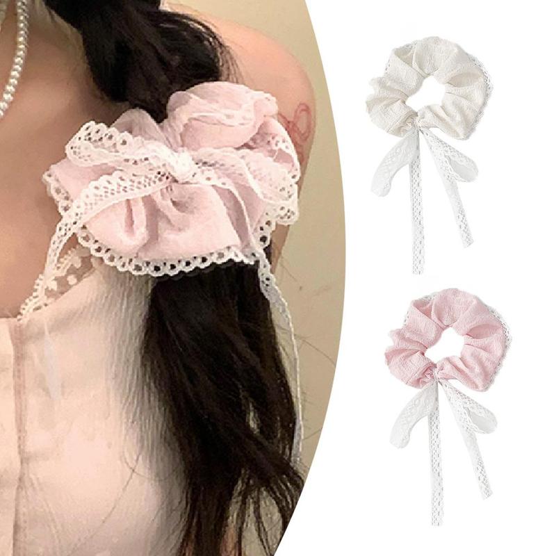 Product Introduction of Scrunchie Ruy Băng Nổi, Thiết Kế Nơ Ren, Dây Buộc Tóc, Nút Thắt Nơ Ruột Hàn Quốc, C0X9 17