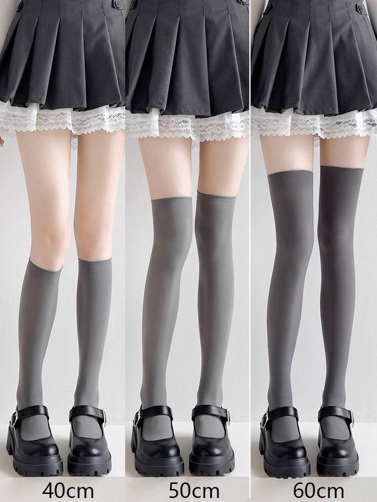 Product Introduction of Brazil Jersey [3475 People Collected] Gray Calf Socks for Women Summer Thin Japanese JK Socks Velvet Stockings Long Tube Half Socks Summer Over-the-Knee Socks 2