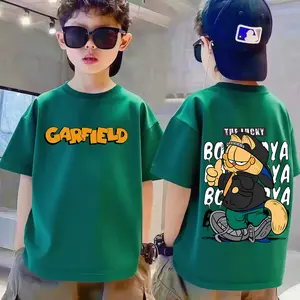 COD) Kaos Pria Musim Panas Longgar Leher Bulat Lengan Pendek Gaya Mudah Kucing Coklat Ajaib Hitam Hewan Dinosaurus Kartun Karakter Anime Cetakan Fashion Serbaguna Bernapas Nyaman Atasan, Cocok untuk Usia 90-150 dan 3-14