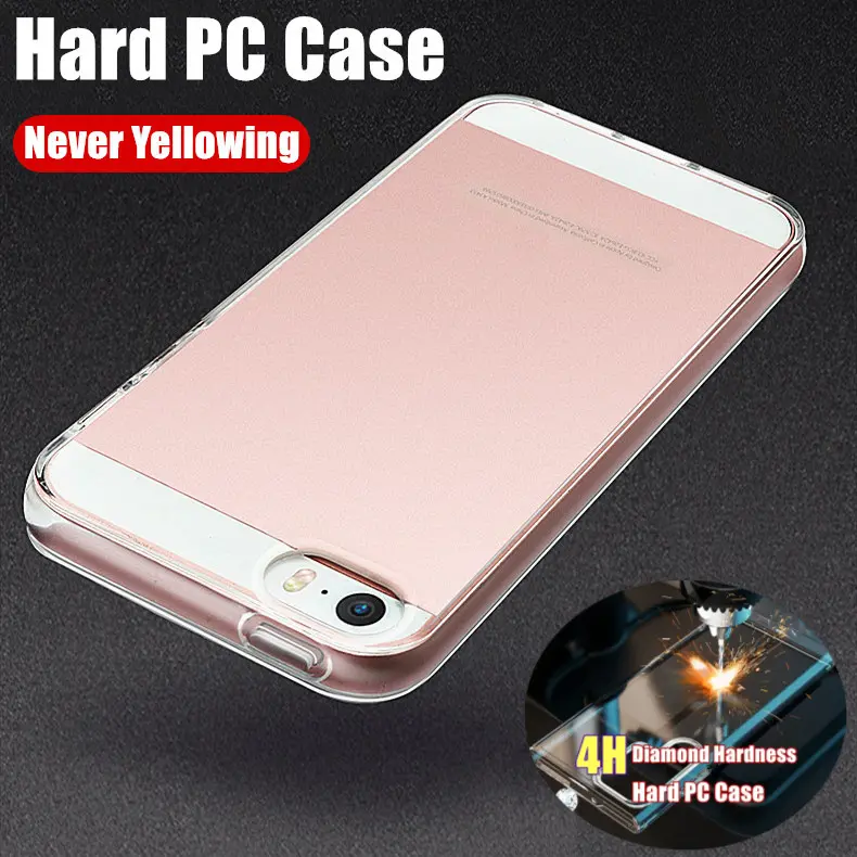 For Apple iPhone SE 2016 5 5s 6 6s 7 8 Plus X XR XS Max SE2 SE3 2020 2022 Never Yellowing Slim Crystal Clear Hard PC Scratch-Resistant Case