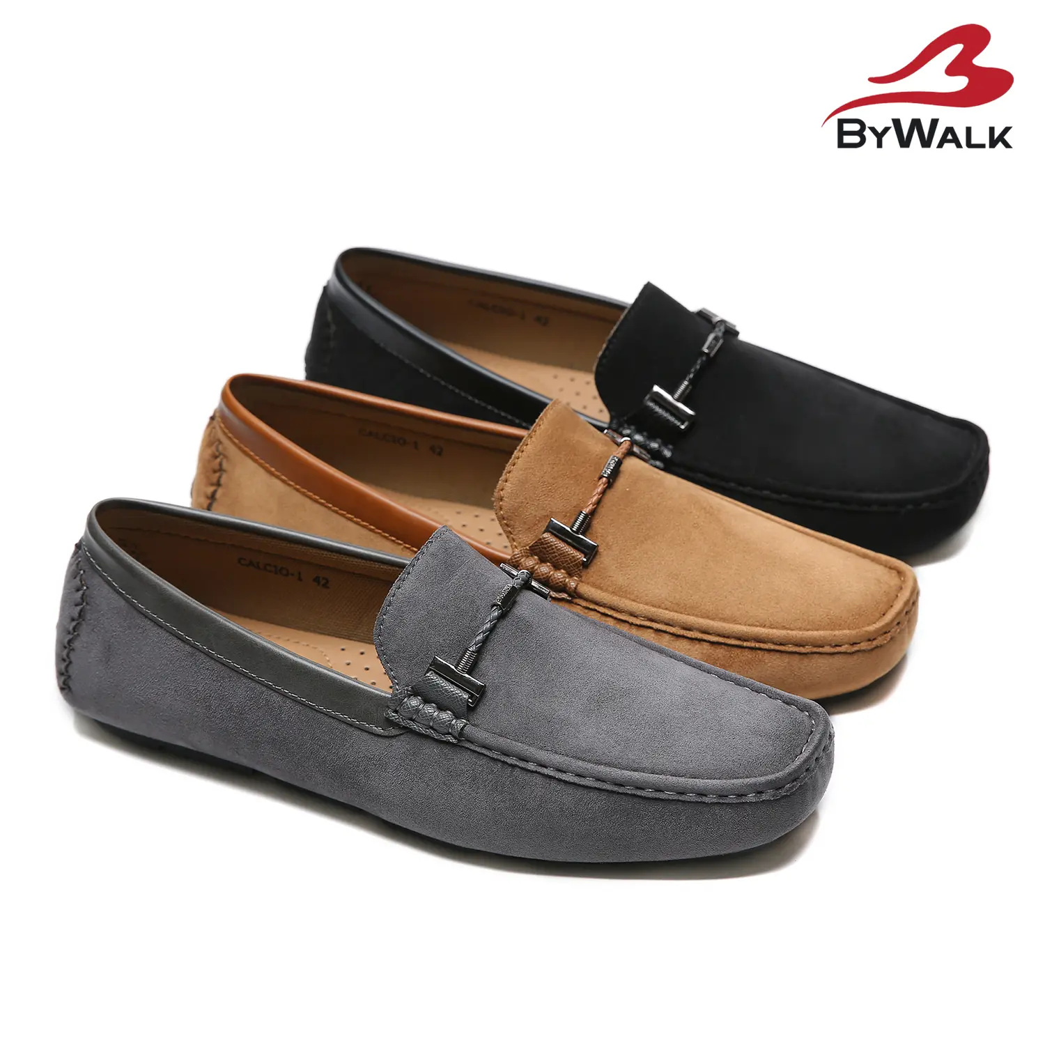 BYWALK CALCIO1 Sepatu Loafers Pria Formal Casual Moccasin Slip On Kerja Bludru Hitam Flat