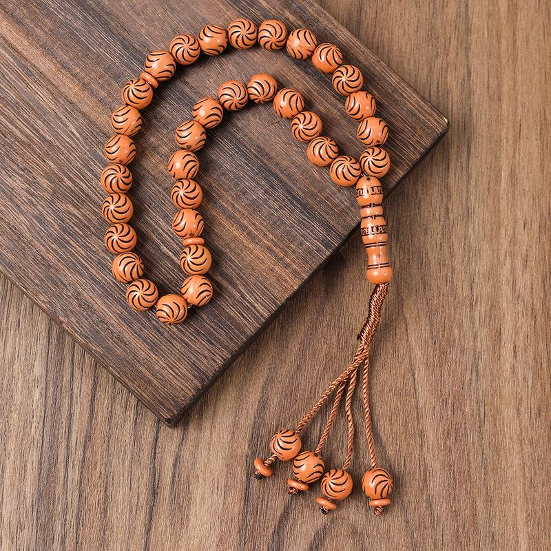 Product Introduction of 33 Natural Blackwood Tesbiha Bracelet | Men's Worship Beads Dhikr Counter Handmade Beaded Muslim Bracelet Meditation/Daily Dual-Use 4