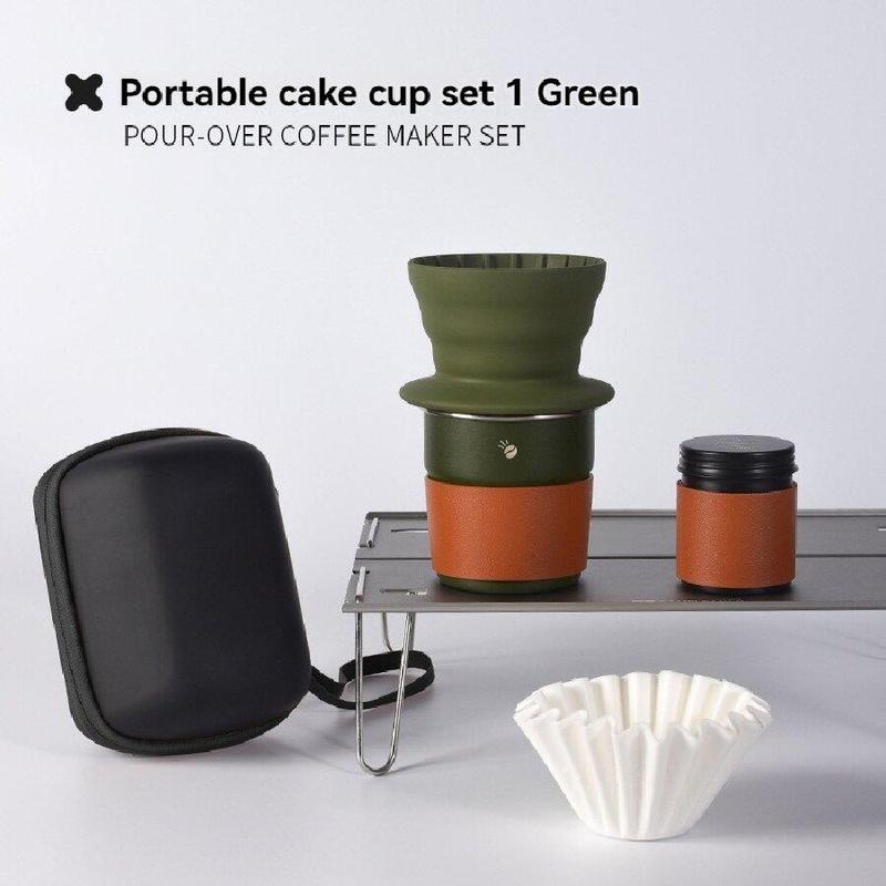 Portable Coffee Cup Set, 1 Set Outdoor Camping Coffee Maker Set, Including Coffee Pot & Filter Paper & Coffee Cup & Storage Bag, Coffee Making Tool for Outdoor Camping 1