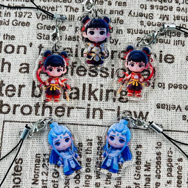 Product Introduction of Nezha 2 Phone Charm Nezha 2 Demon Child Naohai Cartoon Anime High-Value Phone Chain Nezha Ao Bing Backpack Pendant 2