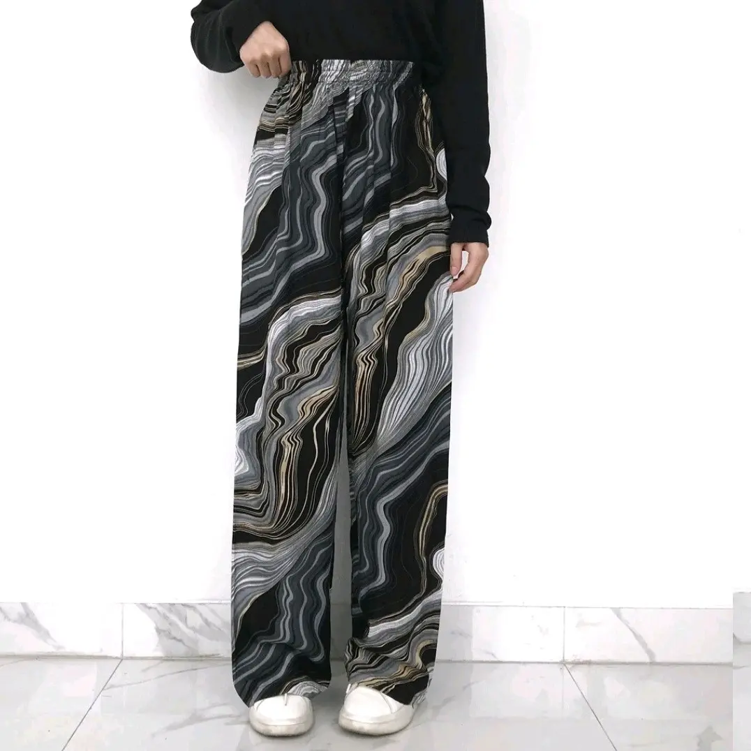 Celana Hommy Nyaman Kulot Wanita Sangat Adem Motif Katun Panjang Rayon Formal