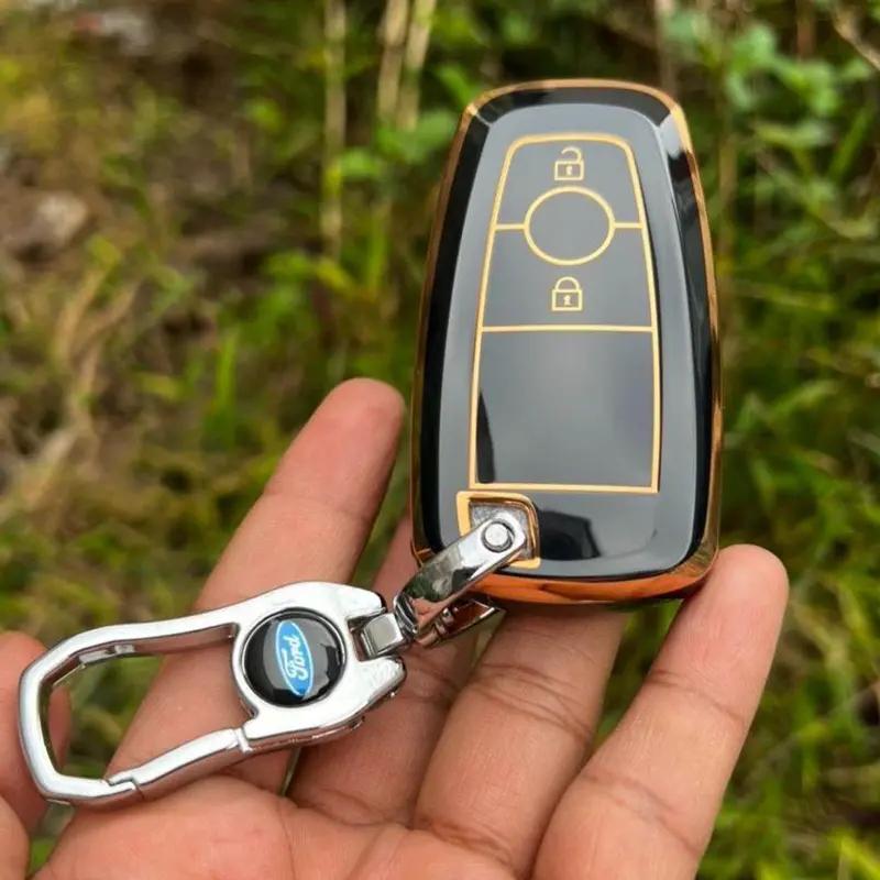 Ốp chìa khóa Đen vàng -Trắng bạċ xe ô tô Ford Ranger Wildtrak  phiên bàn Smartkey Móc Khoá Móc Khóa bảo  vệ 5