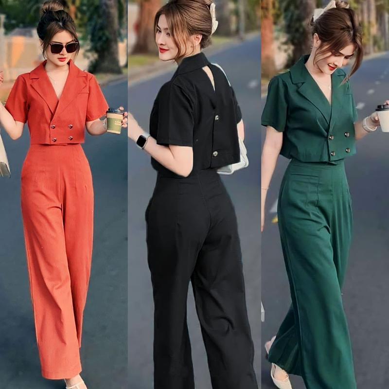Thời Trang Bigsize - Set Bộ Dài Bigsize Xinh Thiết Kế Dự Tiệc Nữ Cao Cấp Xinh Đẹp Sang Trọng Freesize 50-95kg Áo Top Cotton Màu Nâu Sen Màu Đen Set Đồ Nữ đẹp Set Áo Croptop Bộ Suit Nữ Sang Chảnh Bigsize Women Xanh Rêu Sò - 1001