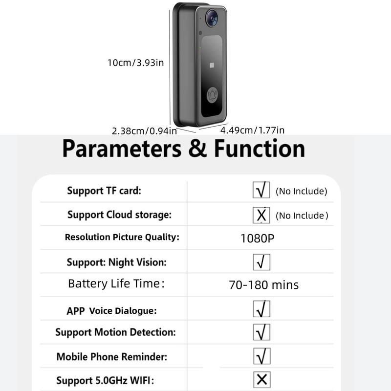1080P Wireless Doorbell Camera, 1 Count 2-Way Audio Voice Changer Safe Doorbell, Waterproof Ring Doorbell Camera, 2.4Ghz WiFi Doorbell for Home Security 1
