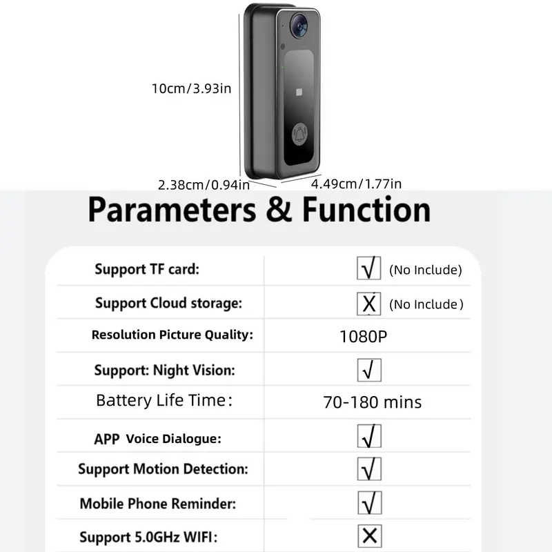 1080P Wireless Doorbell Camera, 1 Count 2-Way Audio Voice Changer Safe Doorbell, Waterproof Ring Doorbell Camera, 2.4Ghz WiFi Doorbell for Home Security 1