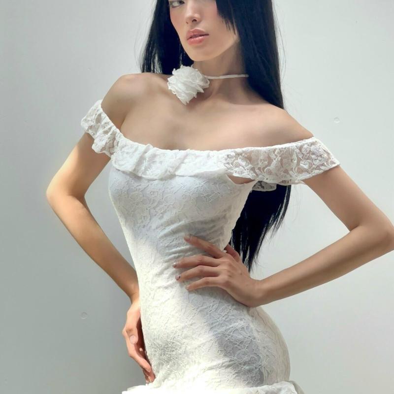 Đầm ren ngắn trễ vai (kèm vòng cổ) | Eira Mini Dress Lueysor 3