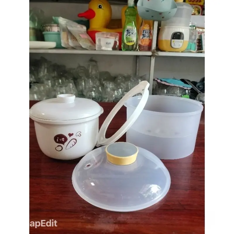 Nắp sứ,thố sứ,nắp nhựa nồi nấu chậm bear 0.8l
