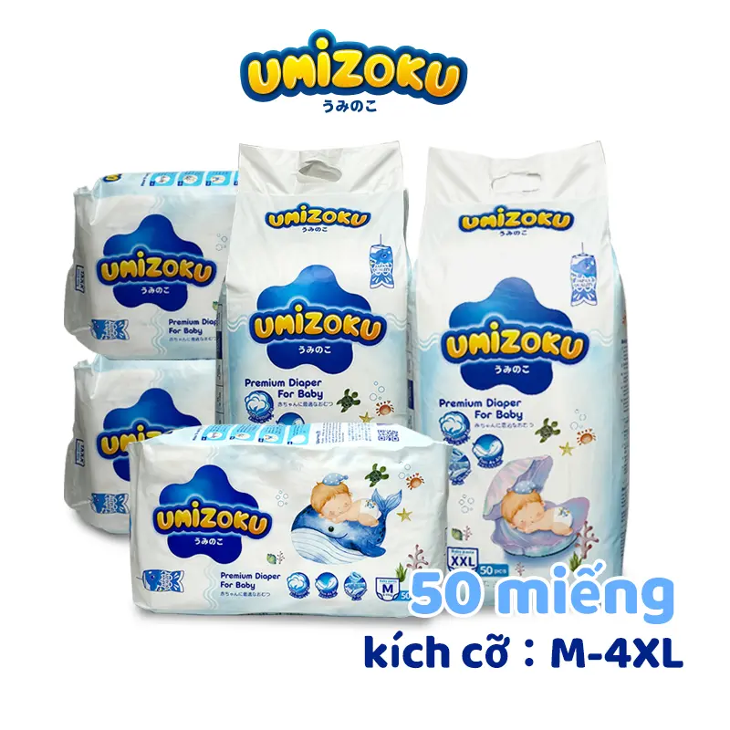 UMIZOKU 100 miếng tã quần cho bé M, L, XL, XXL, XXXL, XXXXL siêu mỏng, khô ráo và thoáng khí