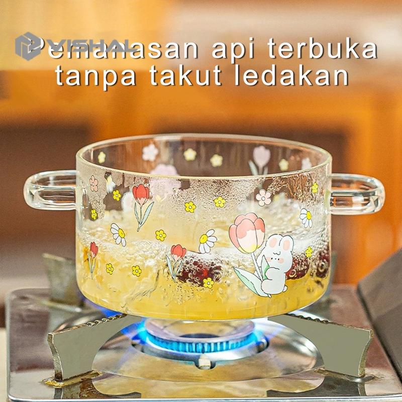 VISHAL Panci Kaca Tahan Panas Borosilicate / Soup Pot Kaca Bermotif VS-337 7