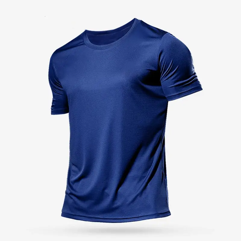 Quick-drying Men Running Shirts Fitness Compression Gym Polyester Sports T-shirt Black