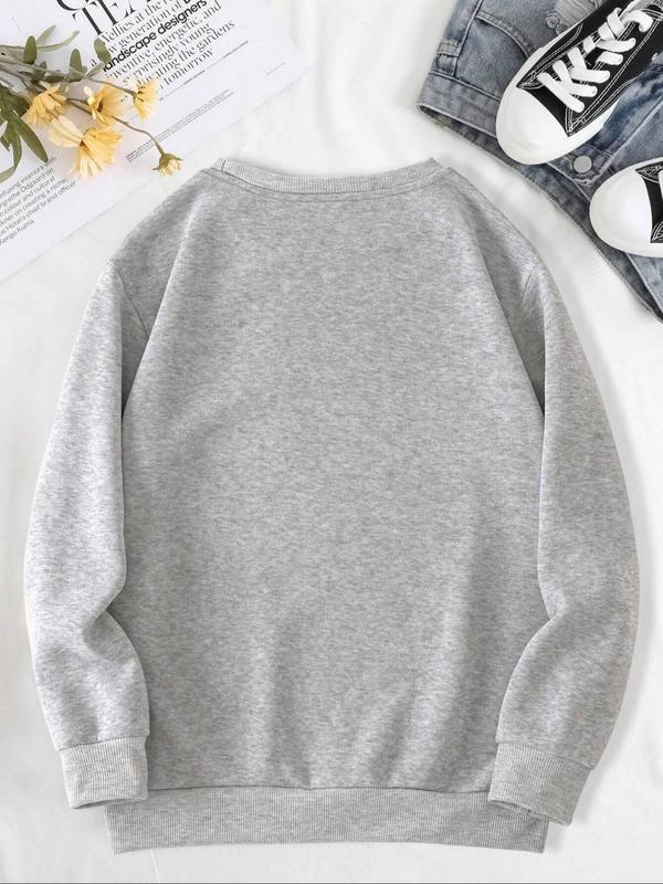 Women's Bow Print Crew Neck Sweatshirt, Casual Long Sleeve Pullover for Daily Wear, Ladies Clothes for All Seasons 4