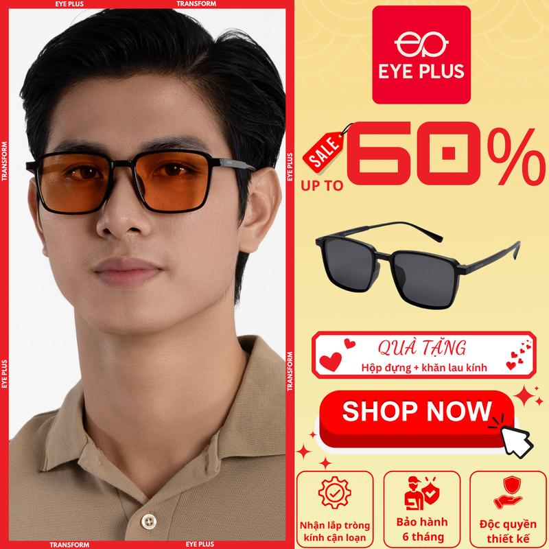 Kính Mát Đi Du Lịch Thời Trang Nam Nữ Eye Plus 8562 Gọng Kính Râm Nhựa TR90 Mềm Dẻo, Mắt Kính Chống Lóa Polaroid và UV400, Kính Mắt Kiểu Dáng Thời Trang Phù Hợp Nhiều Dáng Mặt
