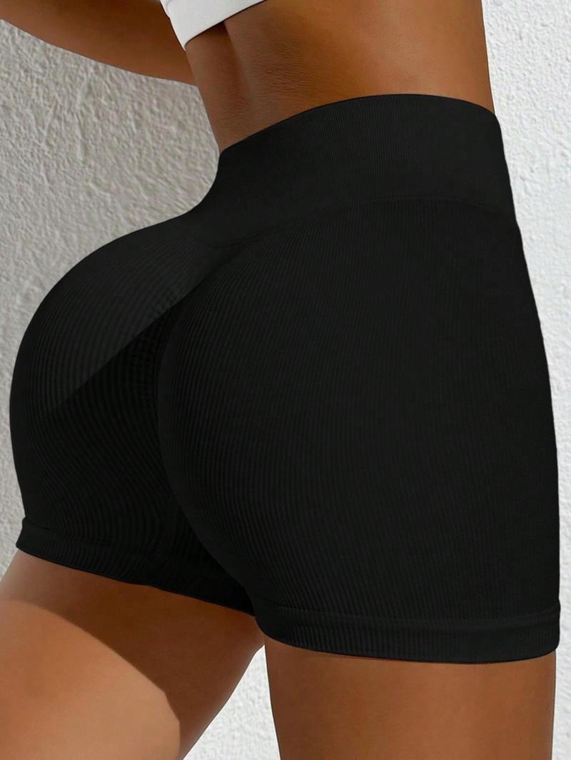 Product Introduction of Women's Solid Color Ribbed High Waist Gym Shorts, Slim-fitting Casual Breathable Comfortable Skinny Shorts for Yoga Gym Workout Running, Ladies Sportswear for Indoor Outdoor Wear 8