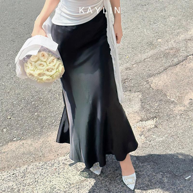 Chân váy KAYLIN dài basic chất vải lụa mềm mịn mát lạnh phong cách thanh lịch N2118 Nữ Women Voan