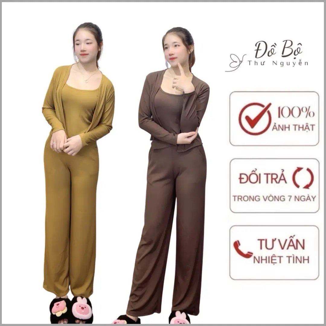 Bộ Thun Gân 3 Món In Vạc Chéo -Quần Dáng Suông NỮ Women Top Áo Màu Đen
