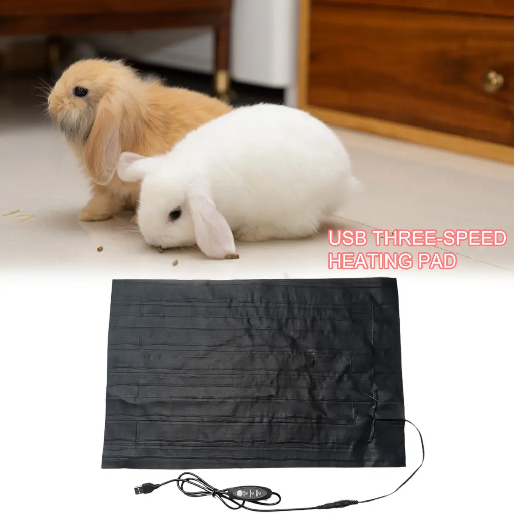 cosmoie USB Heated Pad Temperature Adjustable Extra-Large USB Heated Pad Anti-Bite Reptile Hamster USB Heating Mat Pet Product Plug-and-Play