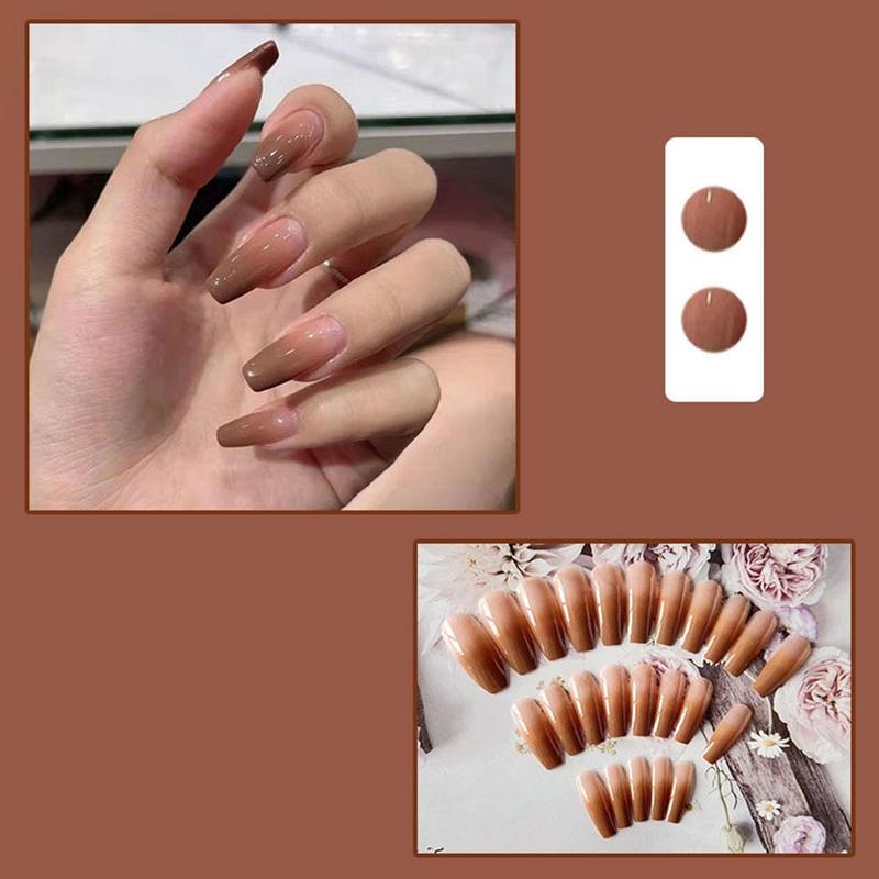 Product Introduction of 24Pcs Fake Nails Set Light Luxury Flashing False Nails French Wearable Nails Removable False Nails 36