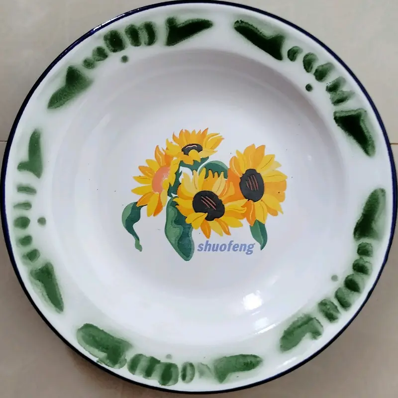 1 Lusin Piring Seng Enamel Motif Bunga Diameter 20 cm / 22 cm Piring Jadul Piring Makan Warna sesuai Stok Baca deskripsi 2