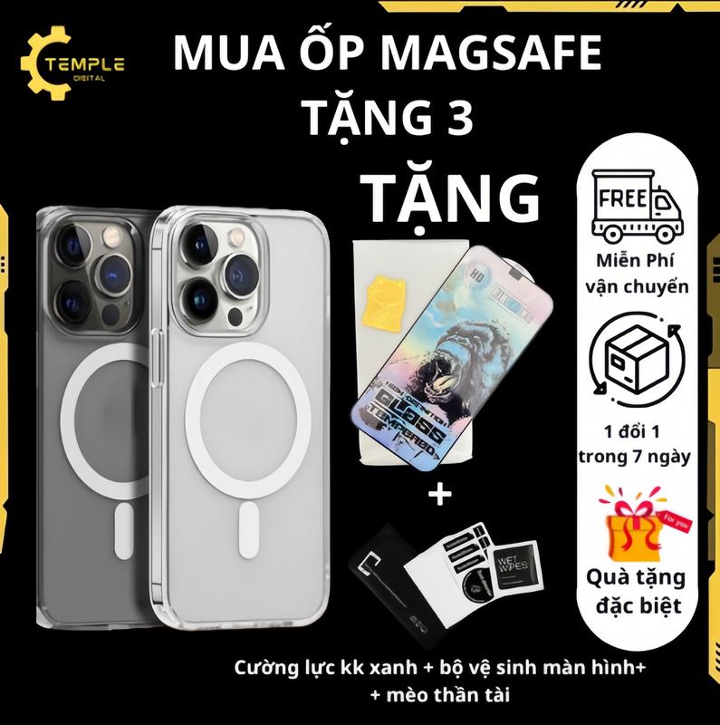 [ MUA 1 ỐP MAGSAFE TẶNG 3 ] Ốp Lưng Iphone Trong Suốt Lưng Cứng Chống Ố Vòng Tròn Nam Châm Hỗ Trợ Sạc Không Dây Các Dòng IP | TẶNG 3 ( MÈO THẦN TÀI + 1 KÍNH CƯỜNG LỰC XỊN + 1 GIẤY VS MÀN HÌNH XỊN) Chống Sốc Case Chống Sốc Case Cao Su ốplưng đổihình