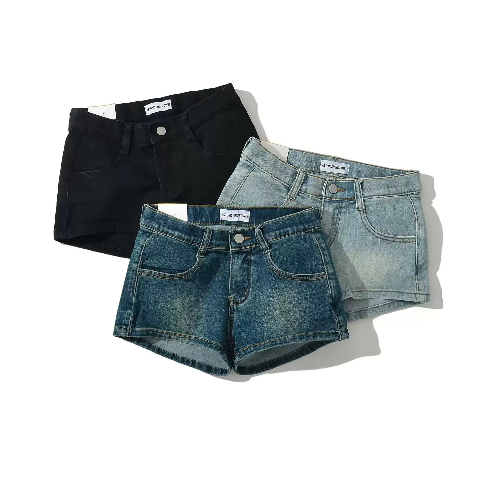(Có mẫu quần dài ) Quần jean lưng thấp dáng ống loe vintage cổ điển 3 màu đáy ngắn đáy thấp cạp trễ cạp thấp eo nông