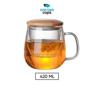 One Two Cups Gelas Cangkir Teh Tea Cup Mug with Infuser Filter - C225