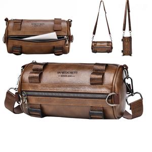Men's Personalized Crossbody Bag Cylinder Bag, High-Quality Leather Fabric, Casual Large Capacity, Gift for Men